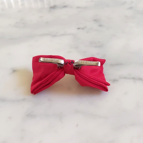 Red Bow Tie with Rust Resistant Clip. - Picture 3 of 3